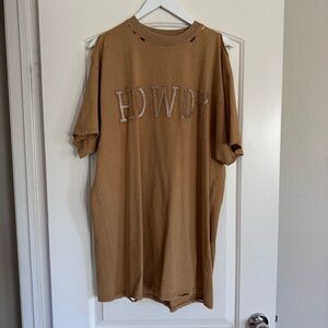 NWT 👢🤠 Boot Barn Tan T-Shirt Dress with 'Howdy' Rhinestone Graphic Medium